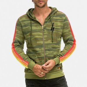 NWOT AVIATOR NATION CAMO/NEON STRIPE CLASSIC 4 STRIPE BOLT HOODIE also on eBay